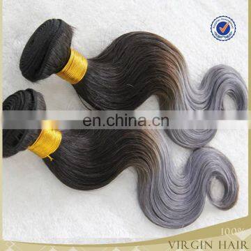 wholesale 6a ombre virgin brazilian hair body wave two tone ombre grey hair