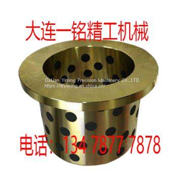 self-lubricating copper bushing, high strength brass inlaid graphite, OLBF flange type brass graphite bearing, JFB bearing.