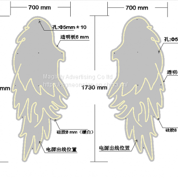 Customized Angel Wings 3D Clear Acrylic Led Neon Letters Sign Light Decoration Electronic Signs photo-2