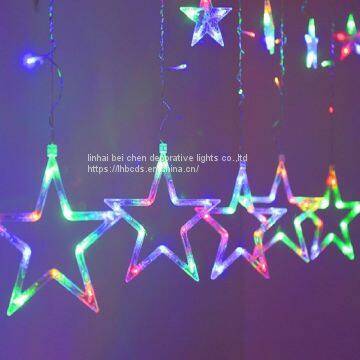 12 Stars 138 Led Curtain String Lights Factory Outlets Led Big Star Curtain Christmas Light Wholesale photo-3