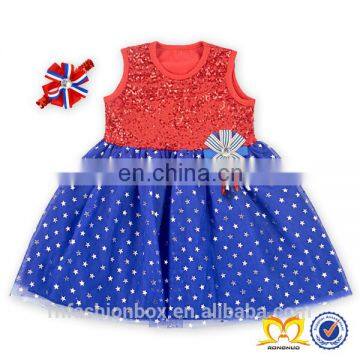 Girl Pageant Dress Made In China One Piece Girl Party Dress Royal Blue Baby Sequin Wedding photo-6
