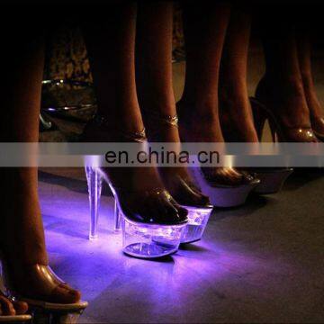 2021 New Novelty Nightclub Party Luminous Sandals Women Steel Tube Dance Shoes Women's Crystal High Heel Led Light Shoes photo-4