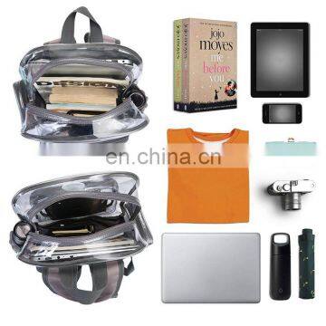 Heavy Duty Waterproof Clear PVC Backpack Transparent School Bag With Grey Trim photo-5