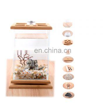 Desktop decorate rotating square Aquariums creative arts and crafts fighting fish tank