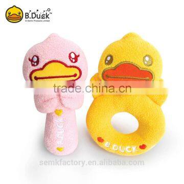Cute plush polyester materials baby hand ring toys rattles set