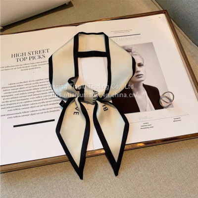 French Popular Scarves With Women's Hair Tied Bow Ribbon Super Fairy Romantic Headband Net Red Tide Flowing Collar Scarves photo-4