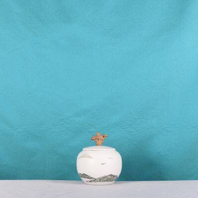 Chinese Modern Simple Landscape Elegant Ceramic Vase With Lid For Hotel Office Decor photo-4