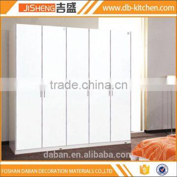 High gloss white wooden clothes wardrobe