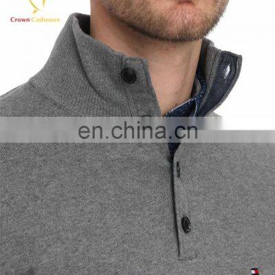 Men High Collar Half Button Pullover Cashmere photo-4