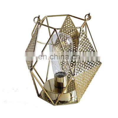 Nordic style hanging lamp geometric figure iron pendant lamp brass lantern candle holder for home decor