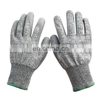 PU Coating Palm Glass Fiber Resistant HPPE Cut Resistant Gloves photo-4