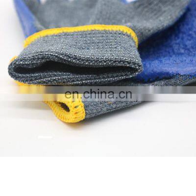 Custom Industrial Safety Construction Anti Slip Grip Heavy Duty Cotton Blend Blue Rubber Latex Coated Gardening Working Gloves photo-3