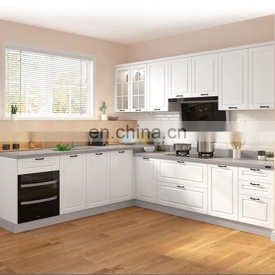 Top quality white shaker kitchen cabinet PVC kitchen cabinet