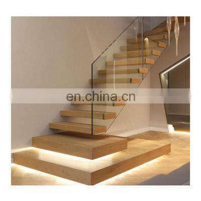 Wood Steps Glass Railing System Stairs Floating Staircase