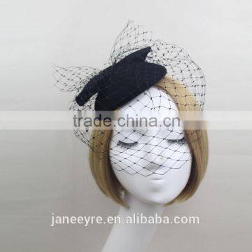 2015 Fashionable Mini Wool Hat Fascinator Hat With Veiling photo-3