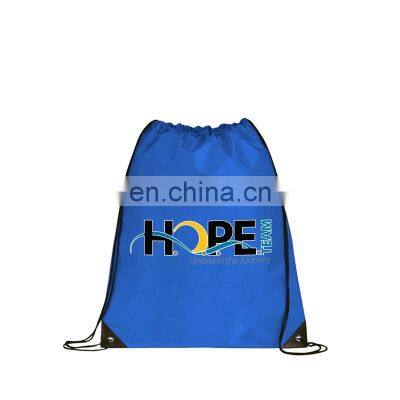 Cheap price waterproof eco-friendly custom logo polyester drawstring bag kids cinch pull draw string backpacks bags