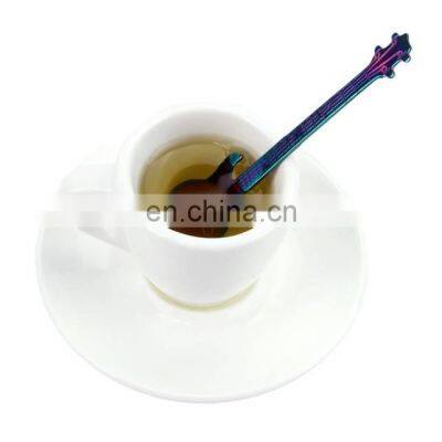 New Design Colorful Guitar Shape Stainless Steel Tasting Coffee Spoon Ice Cream Spoon