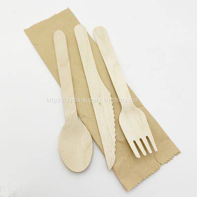 Hot Sale Custom Printed FSC Disposable Wooden Knife Fork Spoon Sets Wholesaler