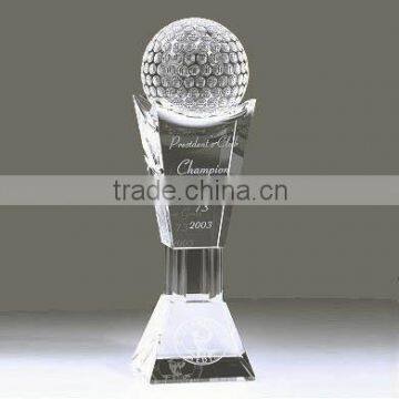 Crystal Golf Clubs Trophy Awards wtihe base