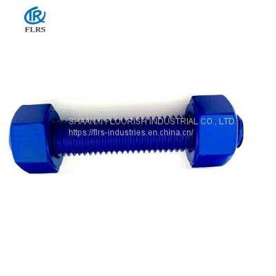 PFTE Coating Double Ended Bolt / A193B7 /A1942H XYLAN Stud Bolts with Heavy Hex. Nuts