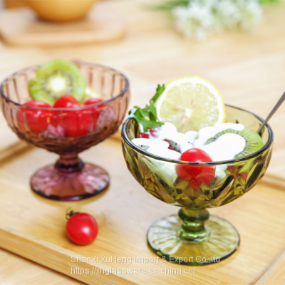 Wholesale Pink Blue Grey Green Colored Ice Cream Cup Glass photo-2