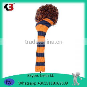 2016 Top fashion pom pom golf headcovers golf knitted headcover golf club jacquard headcovers