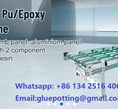 2-Component PUR Adhesive Applicator With Automated Roller Conveyor. Clean Room Panels Manufacturing photo-2