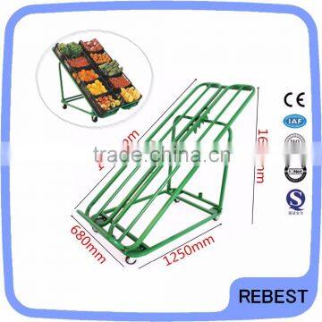 Metal foldable vegetable shelf for supermarket