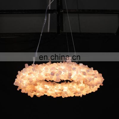 Elegant Round Hanging Natural Crystal Rock Crystal Led Chandeliers Lights For Living Room