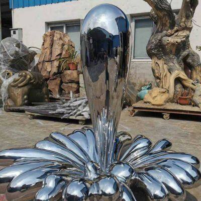 Customized stainless steel sculpture by the manufacturer for water droplet growth metal sculpture