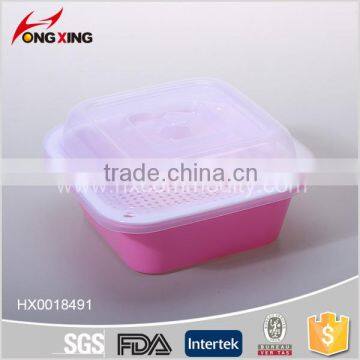 Square Double Layer Fruit Basket with Lid