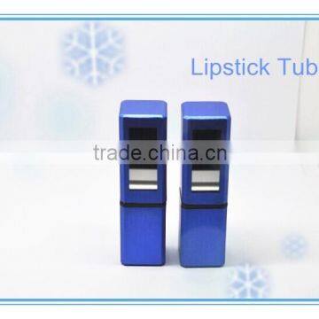 Fancy makeup lipgloss container,metal blue makeup tube