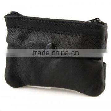 Zipper Pocket With Key Hook Cow Leather Key Case With Change Purse photo-4