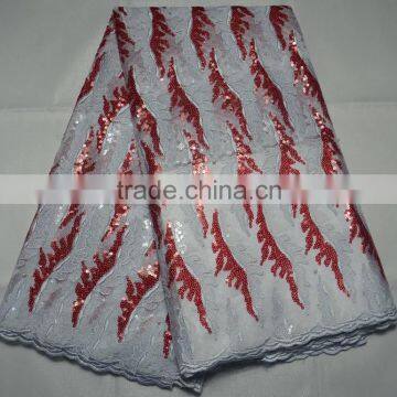 L406-2 last design High quality double organza Korea embroidery lace fabric with many sequnce