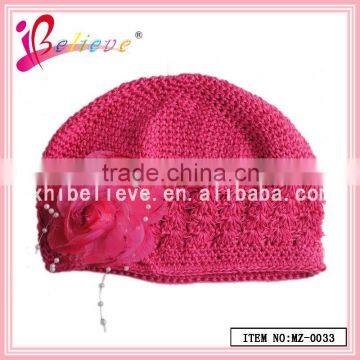 Chinese produce baby products wholesale crochet beanie hat with flower girls' hat