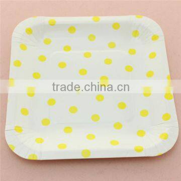 China Wholesale Fancy Dotted 7 Inch Square Paper Plates photo-6