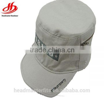 Custom cool leisure army hats military caps with zip and pocket