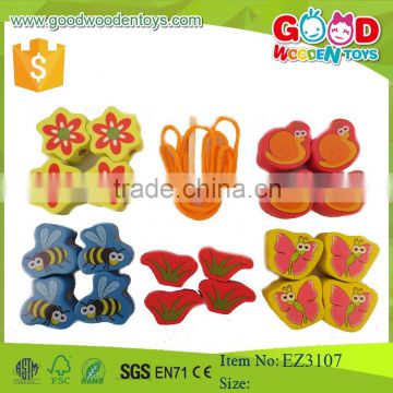 Intelligent diy toy butterfly and bees beads game colorful wooden bead toy