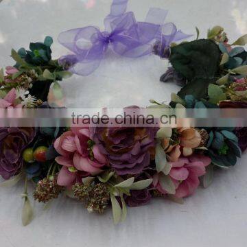 HL015 New artificial flower crown/tiara flower crown/wedding flower crown wreath headband flower