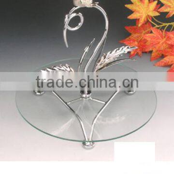 Wedding cake stand with swan shaped;glass cake stand wedding for wedding/party/hotel/home cake decoration(MY6029)