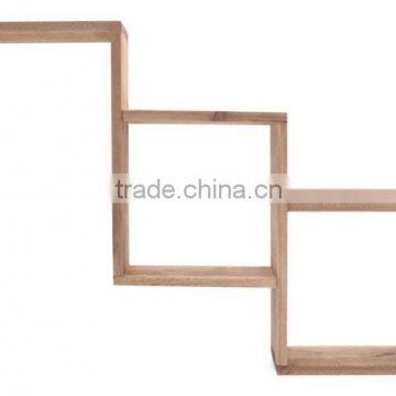 artistic square wooden wall diy storage shelf