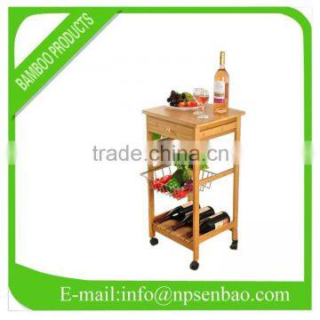 removable bamboo kitchen trolley