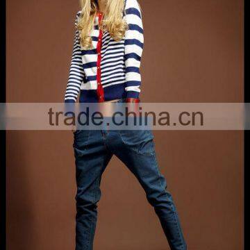  china Winter new navy wind stripe sweater loose knit sweaters stylish lady sweater