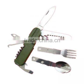 Outdoor camping combination tableware set with knife fork spoon saw opener