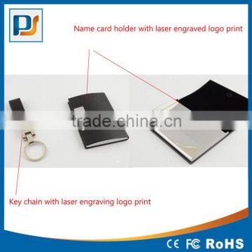 Engraved Set of Business Card Holder and Key Chain - Customized Personalised Gifts Idea photo-2