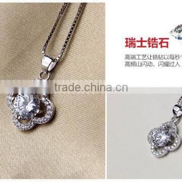 European Style Fashion 925sterling Silver Crytal Flower Design Pendant Jewellery photo-4