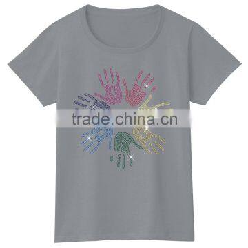 Colorful Hand Printing for Group Activities Short Sleeves Tshirt for Girls photo-4