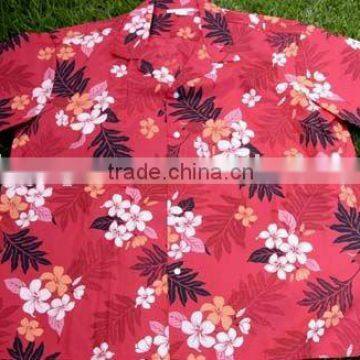 tropical design 100% cotton print Men's Hawaiian shirts