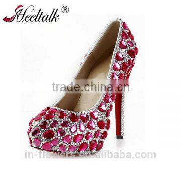 OEM wholesale designer eleglant rhinestone crystal shoes for wedding