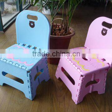 2016 New design plastic kids plastic folding stool with backrest